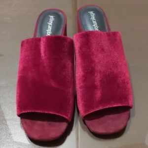 Jefferey Campbell velvet wedge slides